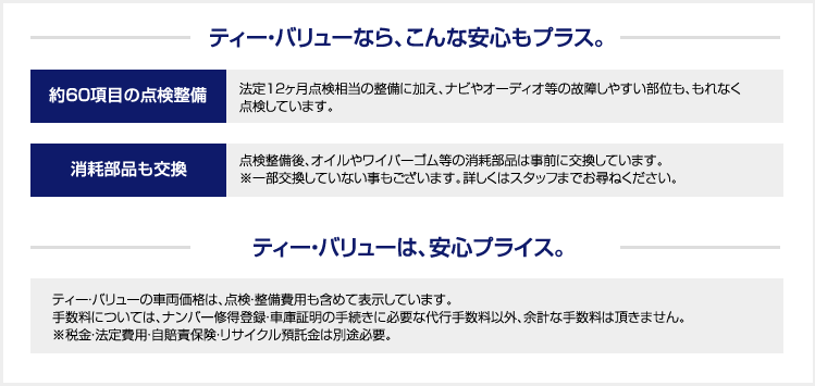 ティー・バリューなら、こんな安心もプラス。